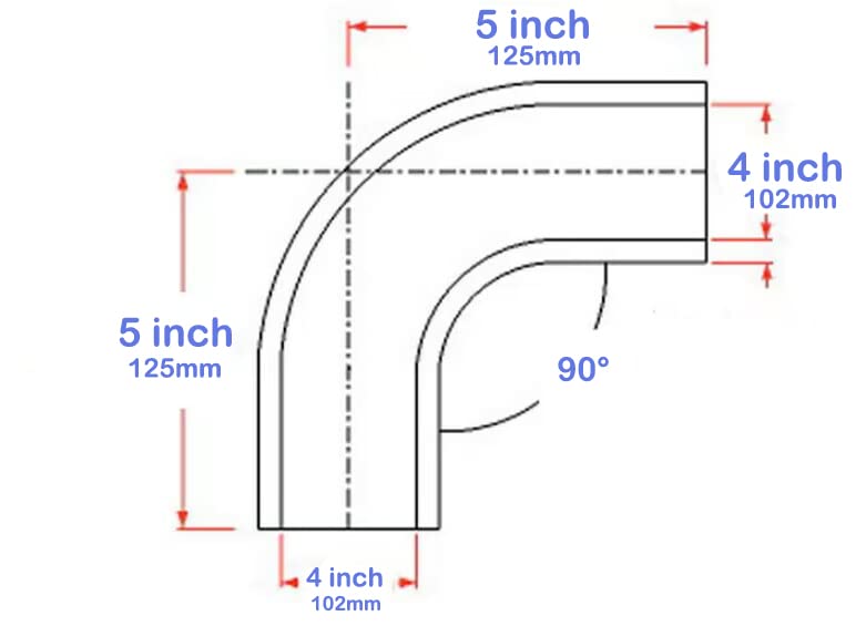 Ucreative 90 Degree Elbow ID: 4.0""(102mm) 4-Ply High Performance Coupler Silicone Hose for Vehicle with T-Bolt Clamp - Image 2